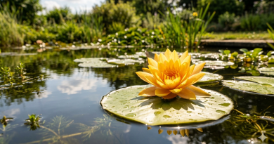Seerose von der Sonne beschienen