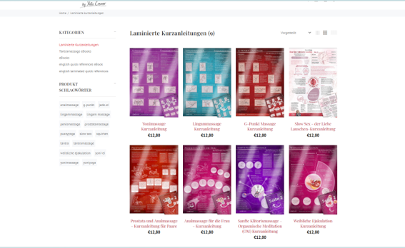 Screenshot zu LoveBase Shop Kurzanleitungen für Yoni-Massagen